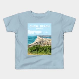 Chesil Beach Dorset England. Portland Travel poster Kids T-Shirt